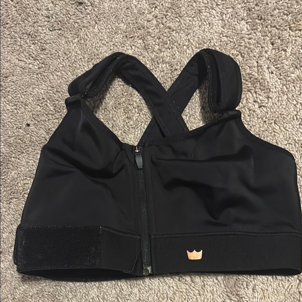 Black Sports Bra with Crown Logo